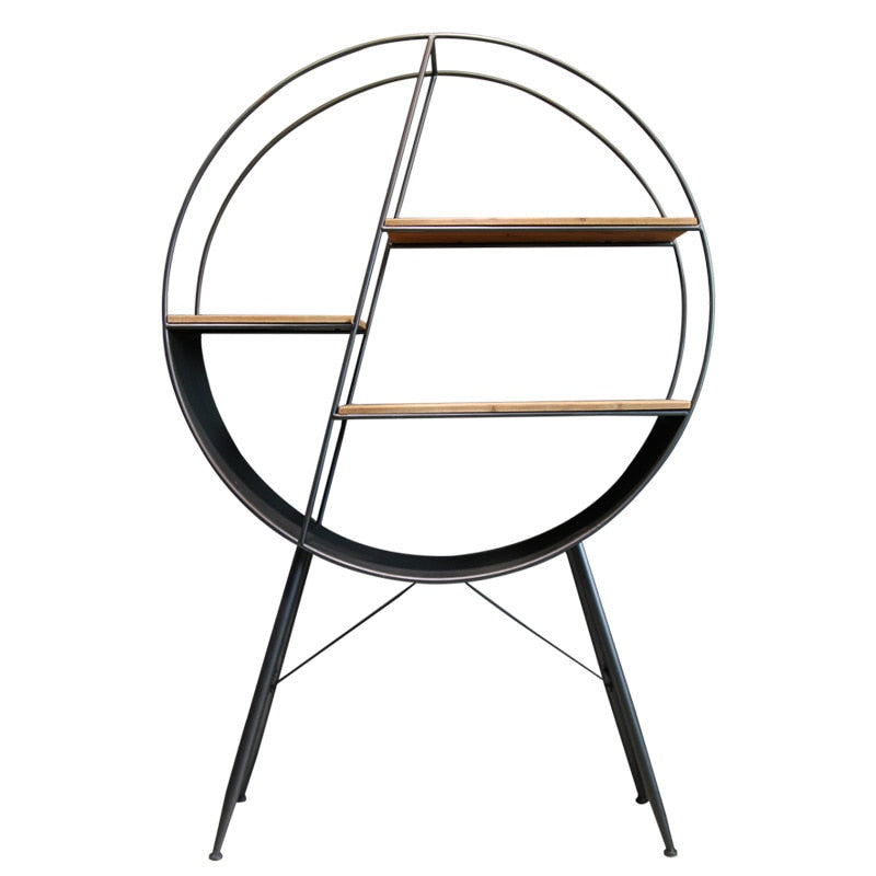 Simple Modern Wrought Iron Plaid Bookcase Features Restaurant Bar Floor Rack Living Room Partition Wall Bookcase Wheel Frame