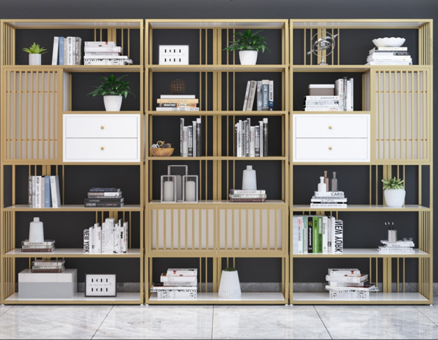 Simple creative bookshelf office floor bookcase partition screen new stroke iron shelf Nordic display shelf
