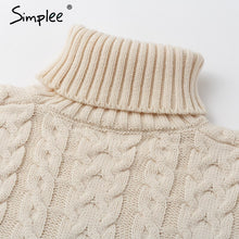 Load image into Gallery viewer, Simplee Women's Elegant Side Split Long Sleeve Sweater Dress Turtleneck Fit Warm Autumn Winter Sweater Dress White dresses fashion 2018