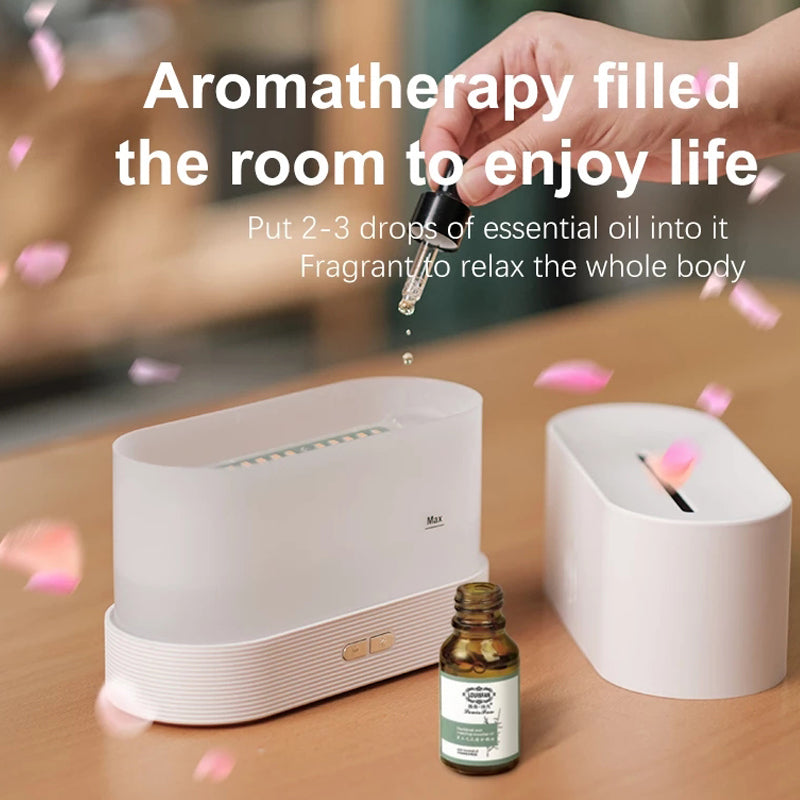 Simulation Flame Ultrasonic Humidifier USB Essential Oil Diffuser Home Office Air Freshener Soothe Sleep Flame Lamp Atomizer