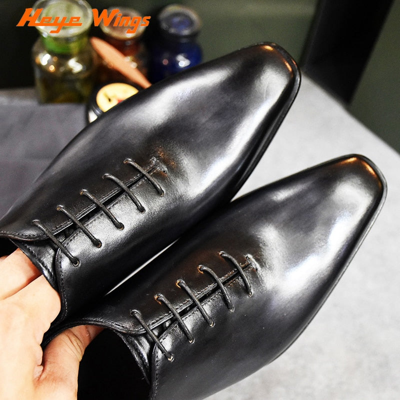 Men's Solid Colour Handmade Goodyear Welted Craft Dress Shoes