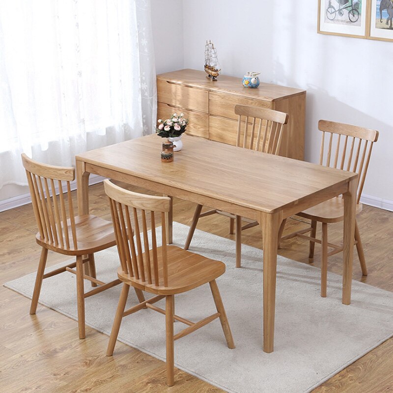 Solid Wood Dining Table White Oak Peninsula Dining Table Nordic Minimalist Oak Restaurant Cafe Dining Table