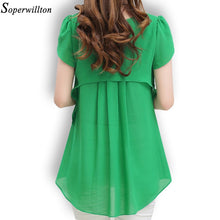 將圖片載入圖庫檢視器 Soperwillton 2020 New Summer Women Blouse Loose Shirt O-Neck Chiffon Blouse Female Short Sleeve Blouse Plus Size 5XL Shirts Tops