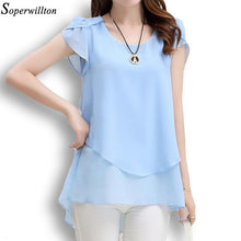 將圖片載入圖庫檢視器 Soperwillton 2020 New Summer Women Blouse Loose Shirt O-Neck Chiffon Blouse Female Short Sleeve Blouse Plus Size 5XL Shirts Tops