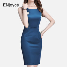 Charger l'image dans la galerie, Women 's Formal Dress Suit Set White Slim Blazer and Blue Dress Two Pieces Set Elegant Office Ladies Work Wears Business Uniform