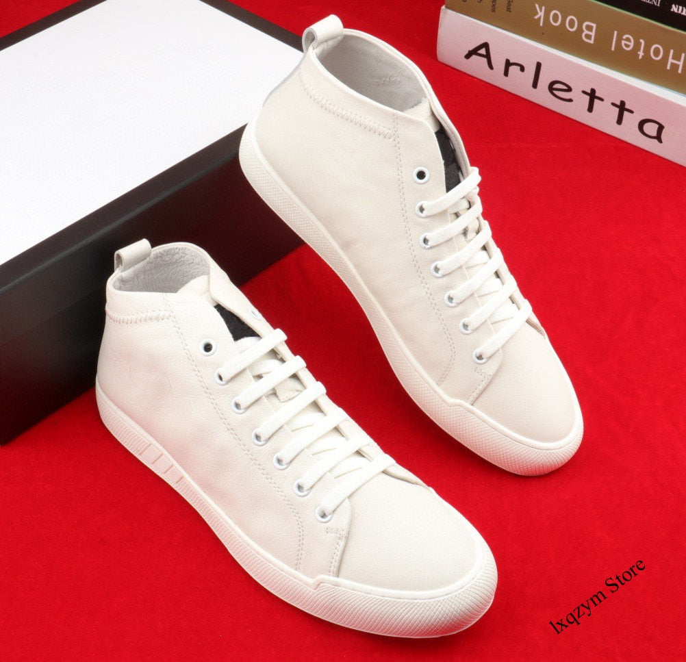 Spring Autumn Youth Fashion Mens Sneakers Genuine Leather Luxury Brand Boy Designer Men Rubber Bottom Flats Sport Shoes