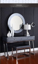 将图片加载到图库查看器,Stainless steel simple modern leather dressing table light luxury bedroom dressing table black simple dressing table set