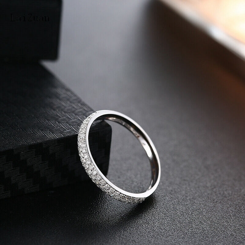 Sterling Silver Fine Jewelry Pave Setting Natural Diamond Band Generous Ring