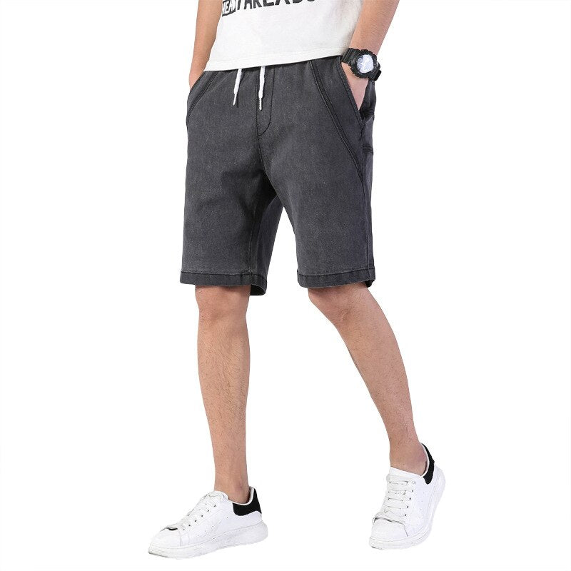 Men's Summer Thin Elastic Waist Band Denim Shorts Mens Loose Plus Size Big 4XL 5XL 6XL Large Size Shorts Casual Fat Male Jeans Bermuda