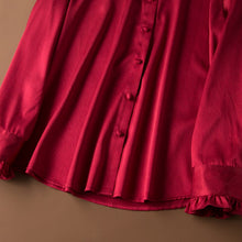 将图片加载到图库查看器,SuyaDream Women 100%Silk Satin Blouse Long Sleeved Stand Collar Button Office Blouses 2020 Spring Shirt