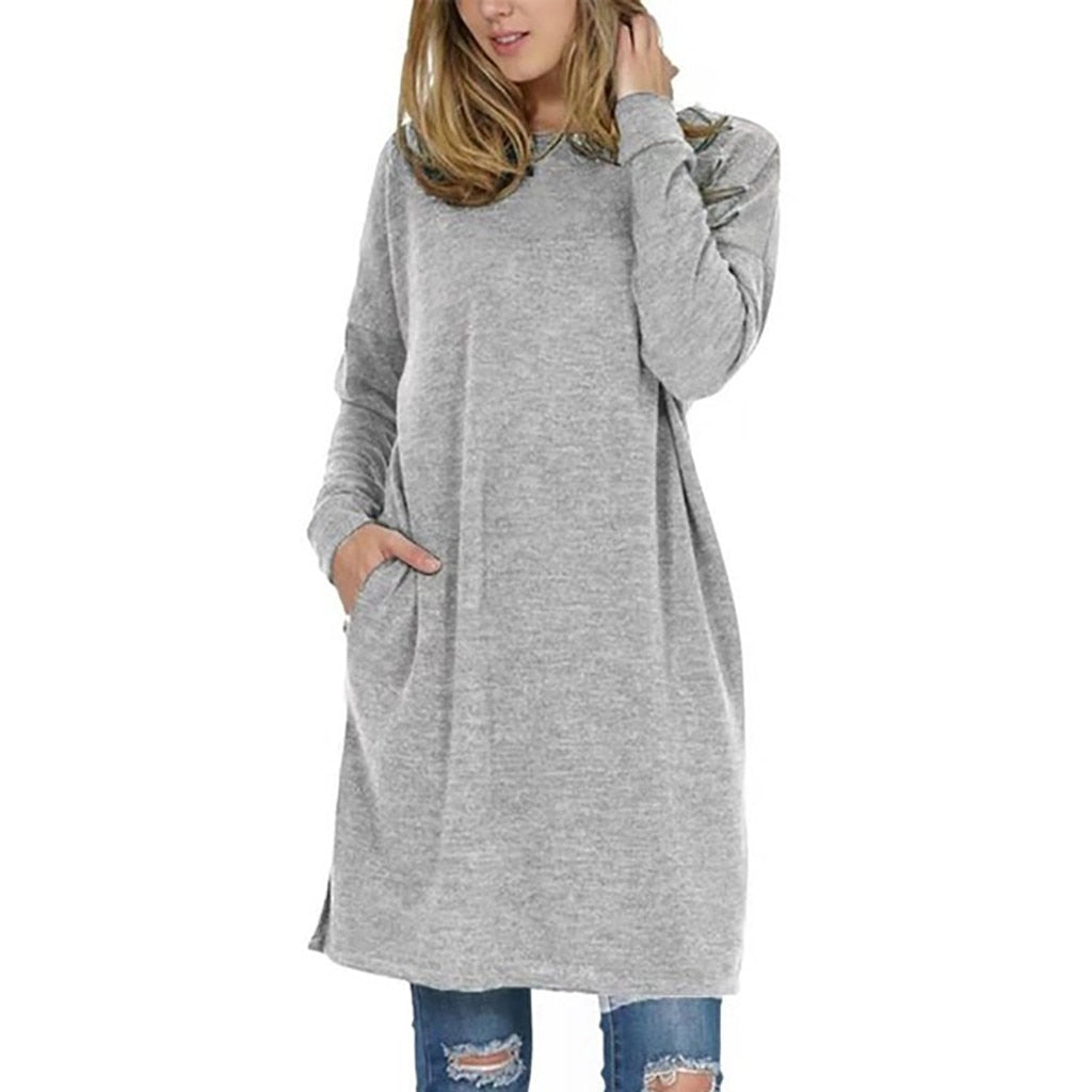 Sweatshirts Ladies Ladies Solid O neck Long Sleeve polyester Pullover Women streetwear Oversized Hoodie Top 2019 sudadera mujer