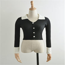 将图片加载到图库查看器,Korean Style Han Suxi Black Knitted Formal Sweater Dress Long Skirt