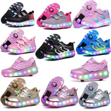 将图片加载到图库查看器,Two Wheels Luminous Sneakers Led Light Roller Skate Shoes for Children Kids Led Shoes Boys Girls Shoes Light Up With wheels Shoe