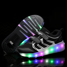 将图片加载到图库查看器,Two Wheels Luminous Sneakers Led Light Roller Skate Shoes for Children Kids Led Shoes Boys Girls Shoes Light Up With wheels Shoe