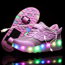 将图片加载到图库查看器,Two Wheels Luminous Sneakers Led Light Roller Skate Shoes for Children Kids Led Shoes Boys Girls Shoes Light Up With wheels Shoe