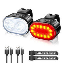 Charger l'image dans la galerie, USB Rechargeable Front Rear Bicycle Light Lithium Battery LED Waterproof  Bike Taillight Cycling Helmet Light Lamp Mount Bicycle