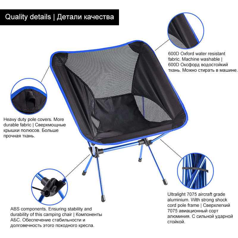 Ultralight Folding Camping Chair Fishing BBQ Hiking Chair Fishing Picnic Chair Outdoor Tools Travel Foldable Beach Seat Chair