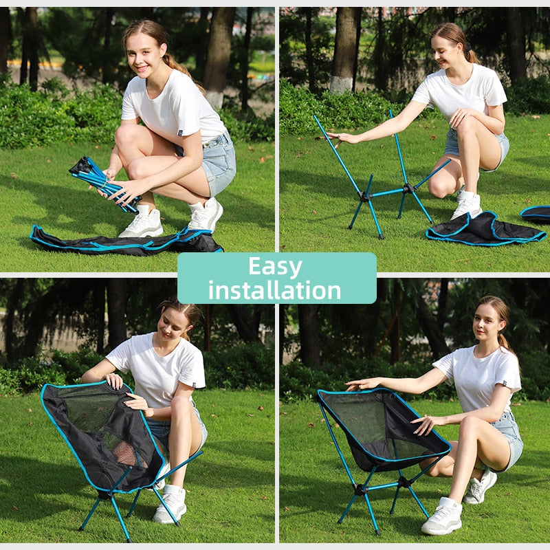 Ultralight outdoor Folding Camping chair picnic foldable hiking leisure Travel beach Backpack moon chair portable Fishing chair