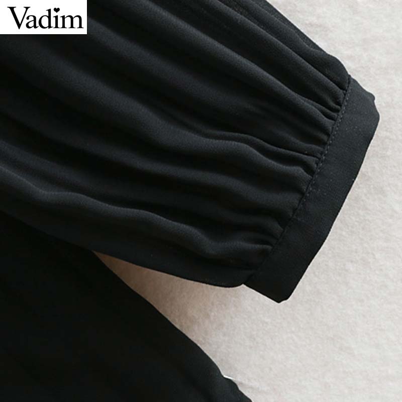 Vadim Women Elegant Chiffon Pleated Blouse Long Sleeve Irregular Female Shirt Casual stylish basic chic tops blusas LA953