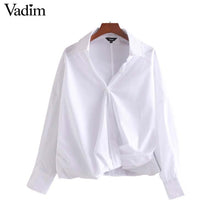 將圖片載入圖庫檢視器 Vadim Women's Oversized Blouse Long Sleeve solid Loose Female Casual Summer Chic Tops blusas LB295