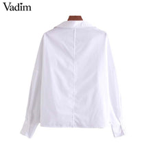 將圖片載入圖庫檢視器 Vadim Women's Oversized Blouse Long Sleeve solid Loose Female Casual Summer Chic Tops blusas LB295