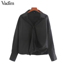 將圖片載入圖庫檢視器 Vadim Women's Oversized Blouse Long Sleeve solid Loose Female Casual Summer Chic Tops blusas LB295