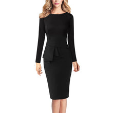 Load image into Gallery viewer, Vfemage Women Autumn Elegant Frill Peplum 3/4 Sleeve Tunic Vintage Office Business Party Stretch Bodycon Sheath Dress 1196