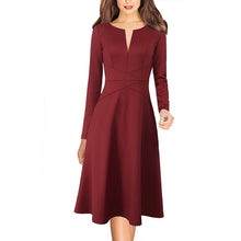 将图片加载到图库查看器,Vfemage Womens Elegant Pinstriped Print Front Zipper Crisscross Casual Work Business Office Party Flare Skater A Line Dress 3568