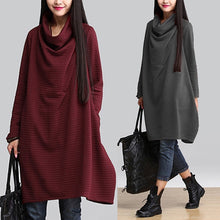 Load image into Gallery viewer, Vintage Turtleneck Hoodies Dress Women Check Sundress ZANZEA 2019 Autumn Long Sleeve Sweatshirt Vestido Female Casual Shirt Robe