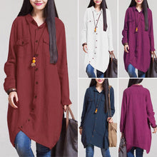 Load image into Gallery viewer, Vintage Turtleneck Hoodies Dress Women Check Sundress ZANZEA 2019 Autumn Long Sleeve Sweatshirt Vestido Female Casual Shirt Robe