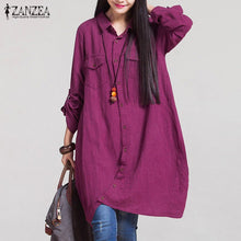 Load image into Gallery viewer, Vintage Turtleneck Hoodies Dress Women Check Sundress ZANZEA 2019 Autumn Long Sleeve Sweatshirt Vestido Female Casual Shirt Robe