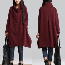 Load image into Gallery viewer, Vintage Turtleneck Hoodies Dress Women Check Sundress ZANZEA 2019 Autumn Long Sleeve Sweatshirt Vestido Female Casual Shirt Robe