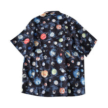 将图片加载到图库查看器,Women's Retro Cartoon Planet Print Blouse Shirt Summer Short Sleeve Lapel Shirt Women Tops Loose Casual Blouses