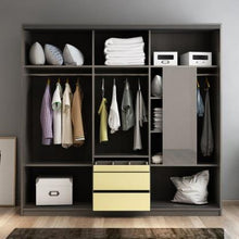 將圖片載入圖庫檢視器 Wardrobe storage large capacity fashion wardrobe double hanging assembly cabinet reinforcement sliding wooden closet furniture