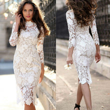 將圖片載入圖庫檢視器 White Lace Bodycon Pencil Dress Summer 2020 Women Long Sleeve Midi Pencil Dresses
