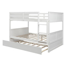 Cargar imagen en el visor de la galería, White Solid Pine Wooden Twin Loft Full Bunk Bed Strong Sturdy Frame for Adults Kids 79.5’’ x 57’’ Safe Sleeping Beds with Slats