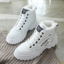 Cargar imagen en el visor de la galería, Winter Boots Women Snow Boots 2021 Fashion Black White Leather Platform Shoes Woman Ankle Boots Ladies Warm Fur Casual Sneakers