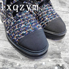 Load image into Gallery viewer, Winter Classic Women Boots Lace-Up Ankle Boots Genuine Leather Pearl Design Fabric Luxury Brand High Quality Ladies Fashion Shoe