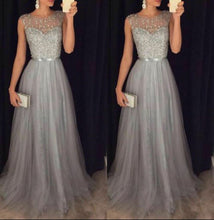 將圖片載入圖庫檢視器 Women Elegant Formal Evening Party Mesh Sleeveless High Waist Sequins Shinning Wedding Ball Prom Gown Long Dress