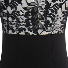 將圖片載入圖庫檢視器 Women Fashion Lace Patchwork Formal Business Slim Pencil Dress O-Neck Sleeveless Ladies Work Office OL Party Knee-Length Dress