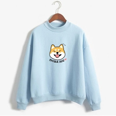 Women Harajuku Sweater Fleece Autumn Kawaii Cute Japanese Anime Shiba Innu Pullover Kpop Sweatshirt Moletom sudadera mujer