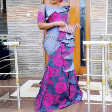 將圖片載入圖庫檢視器 Women Long Maxi Dress 2019 Off Shoulder Female Ruffles Evening Christmas Party Robe African Purple Dinner Dresses