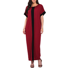 將圖片載入圖庫檢視器 Women's Contrast Panel Shirt Dress Plus Size 3XL 4XL 5XL Robe Dresses O Neck Short Sleeve Casual Loose Maxi Long Dress Summer 2020