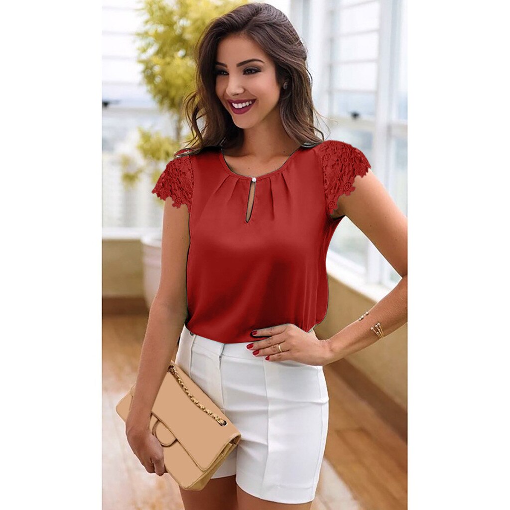 Women Shirt Chiffon Blusas Femininas Tops Short Sleeve Elegant Ladies Formal Office Blouse Plus Size Chiffon Shirt clothing