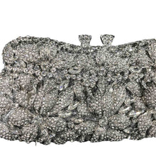 Load image into Gallery viewer, Women Silver Evening Purses and Handbags Wedding Party Dinner Crystal Flower Clutch Bags Minaudiere Bag