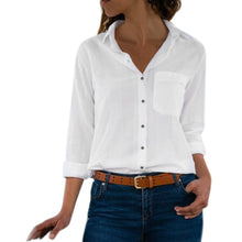 Cargar imagen en el visor de la galería, Women Tops Blouses 2019 Long Sleeve Turn Down Collar Office White Blouse Shirt Female Work Wear Shirts Blouse Plus Size Blusas