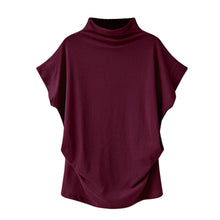 將圖片載入圖庫檢視器 Women Loose High collar short sleeve bottoming Blouses Woman 2019 Batwing Sleeve Elegant Womens Tops And Blouses Blusas #20