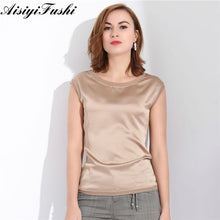 Load image into Gallery viewer, Women's Blouse 2019 Summer Shirts Casual OL Silk Women Blouse Shirt Sexy White Red Tops Loose Sleeveless Work Wear 6 Color Blusa