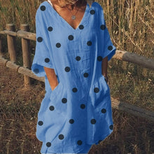 將圖片載入圖庫檢視器 Women's Fashion Half Sleeve Polka Dot Print Dress Casual Loose Summer Dress vestidos de festa elegant robe femme Clothing 2020