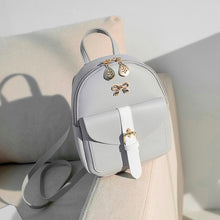 将图片加载到图库查看器,Women's Mini Backpack Luxury PU Leather Kawaii Backpack Cute Graceful Bagpack Small School Bags for Girls Bow-knot Leaf Hollow